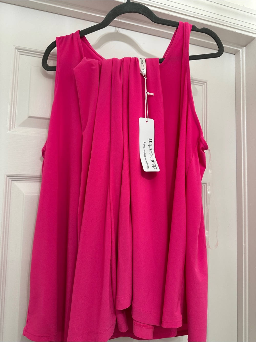 Scarlett Hot Pink Draped Sleeveless Tank Top